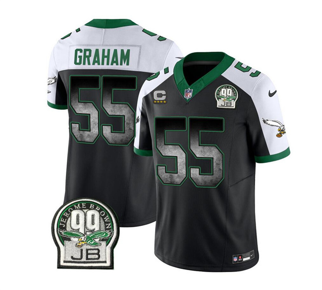 Men's Philadelphia Eagles #55 Brandon Graham Black/White 2023 F.U.S.E. With 4-star C Patch Throwback Vapor Untouchable Limited Stitched Football Jersey