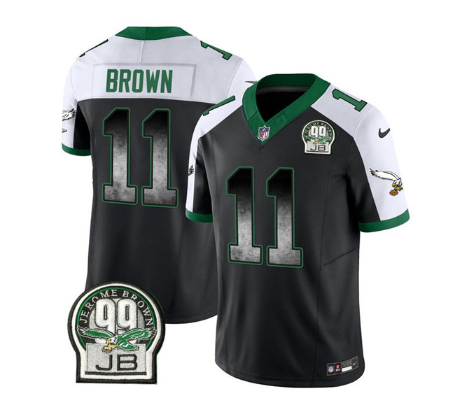 Men's Philadelphia Eagles #11 A. J. Brown Black 2023 F.U.S.E. Throwback Vapor Untouchable Limited Stitched Football Jersey