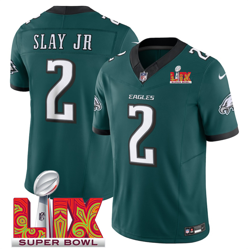 Men's Philadelphia Eagles #2 Darius Slay JR Green F.U.S.E. 24/25 Super Bowl LIX Vapor Untouchable Limited Stitched Football Jersey Men's Philadelphia Eagles #2 Darius Slay JR Green F.U.S.E. 24/25 Super Bowl LIX Vapor Untouchable Limited Stitched Football Jersey