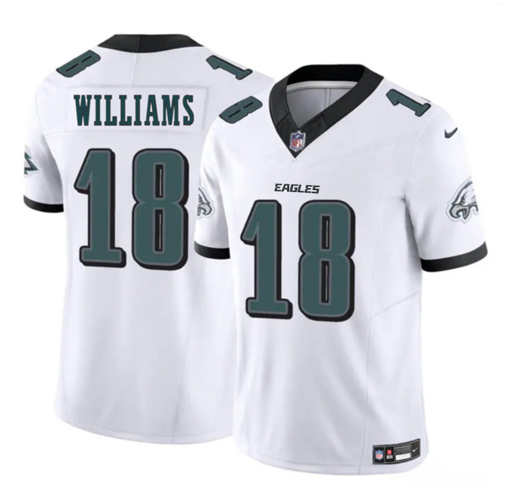 Men's Philadelphia Eagles #18 Avery Williams White 2024 New F.U.S.E. Vapor Untouchable Limited Stitched Football Jersey