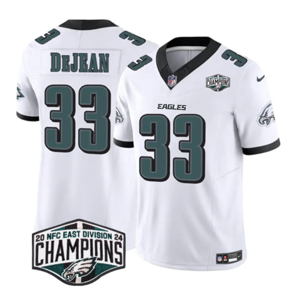 Men's Philadelphia Eagles #33 Cooper DeJean White 2024 NFC East Champions F.U.S.E. Vapor Untouchable Limited Stitched Football Jersey