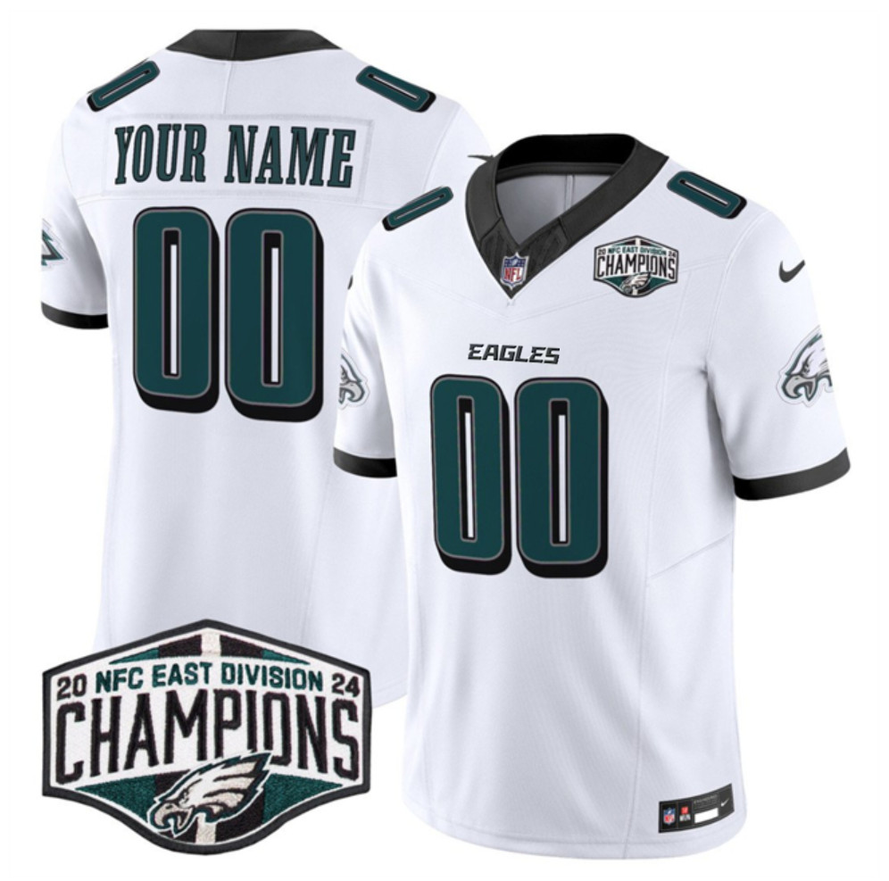 Men's Philadelphia Eagles Active Player Custom White 2024 New NFC East Champions F.U.S.E. Vapor Untouchable Limited Stitched Football Jersey