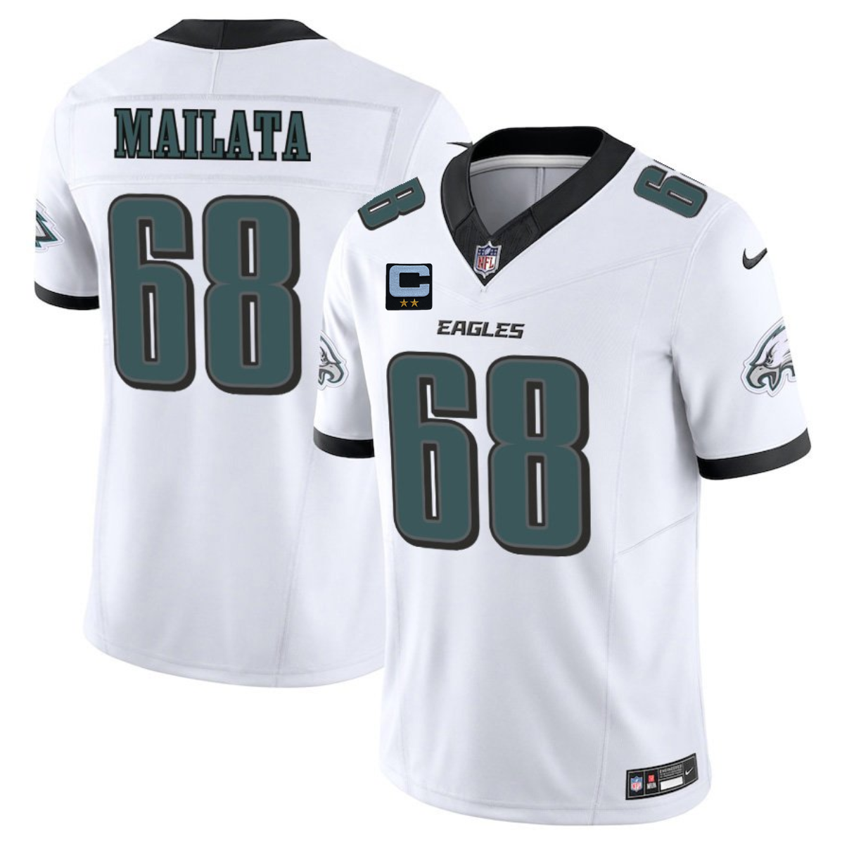 Men's Philadelphia Eagles #68 Jordan Mailata White 2025 F.U.S.E. With 2-Star C Patch Vapor Untouchable Limited Stitched Football Jersey Men's Philadelphia Eagles #68 Jordan Mailata White 2025 F.U.S.E. With 2-Star C Patch Vapor Untouchable Limited Stitched Football Jersey