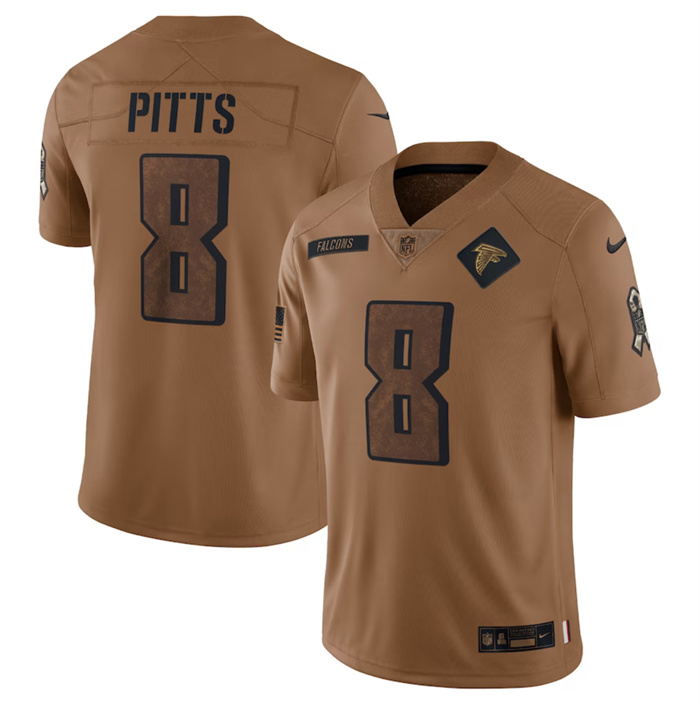 Men's Atlanta Falcons #8 Kyle Pitts 2023 Brown Salute To Service Limited Football Jersey