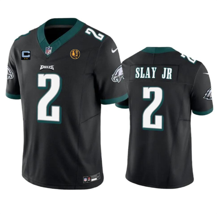 Men's Philadelphia Eagles #2 Darius Slay JR Black 2023 F.U.S.E. With 1-star C Patch And John Madden Patch Vapor Limited Stitched Football Jersey