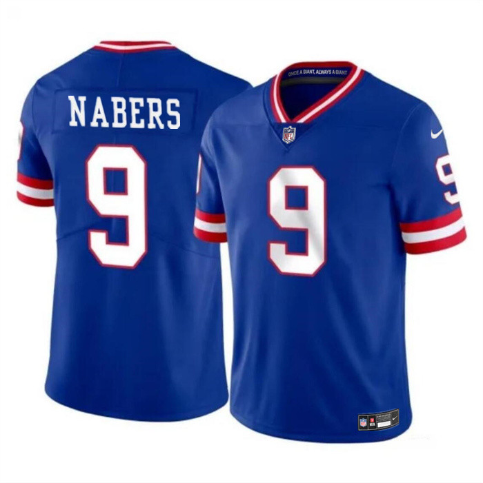 Men's New York Giants #9 Malik Nabers Royal 2024 Draft Vapor Untouchable Throwback Limited Stitched Jersey