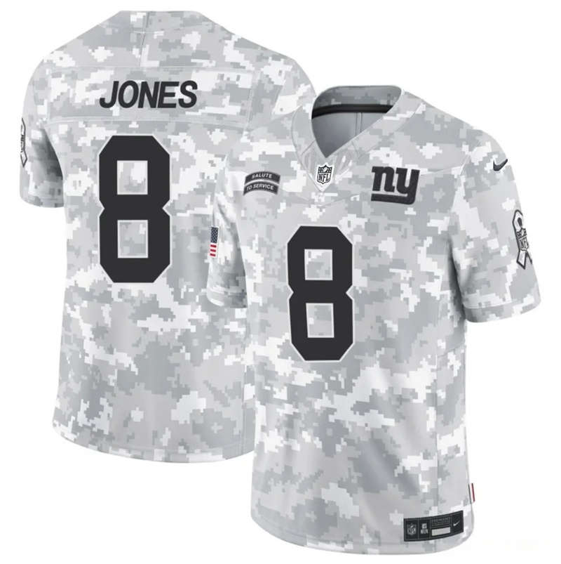 Men's New York Giants #8 Daniel Jones 2024 F.U.S.E Arctic Camo Salute to Service Limited Stitched Football Jersey Men's New York Giants #8 Daniel Jones 2024 F.U.S.E Arctic Camo Salute to Service Limited Stitched Football Jersey