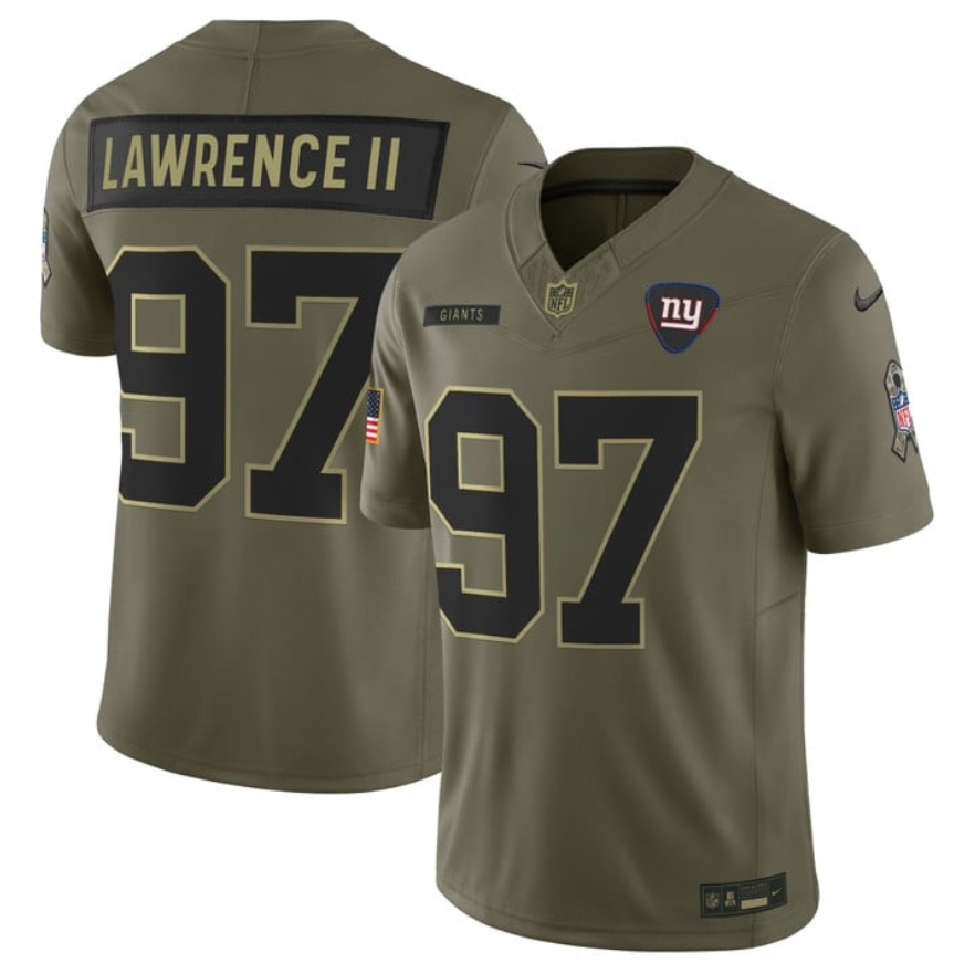 Men's New York Giants #97 Dexter Lawrence II Olive 2025 F.U.S.E. Salute to Service Limited Stitched Football Jersey