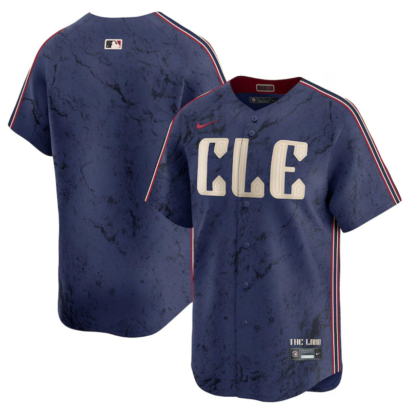 Men's Cleveland Guardians Blank Navy 2024 City Connect Limited Stitched Baseball Jersey