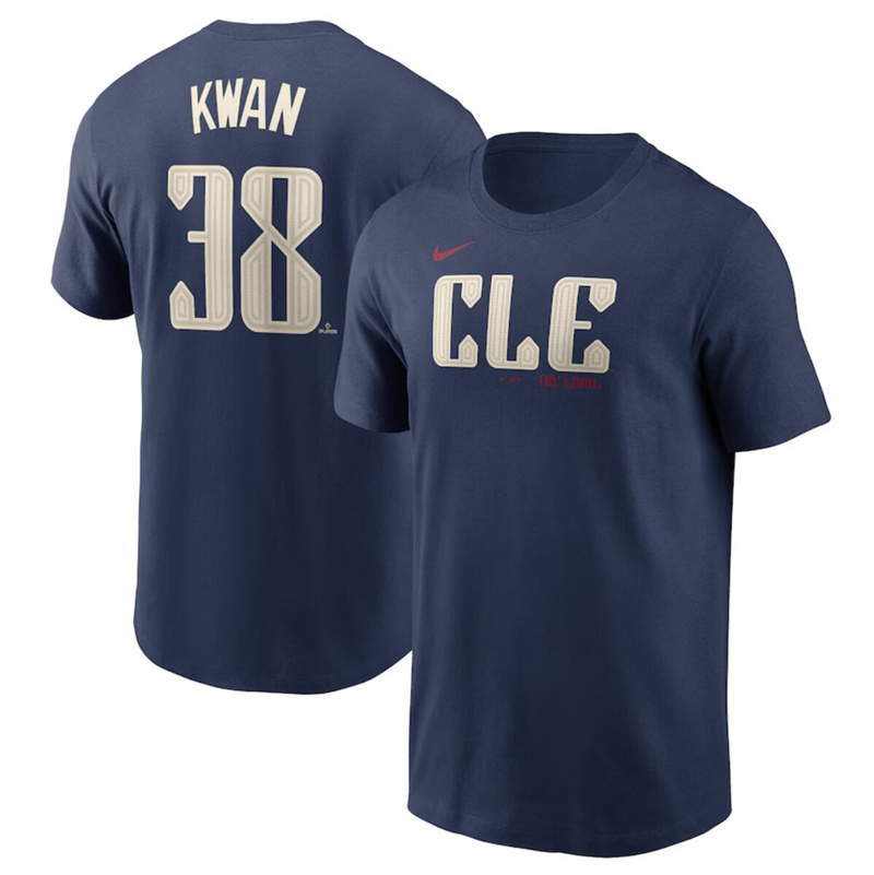 Men's Cleveland Guardians #38 Steven Kwan Navy 2024 City Connect Name & Number T-Shirt