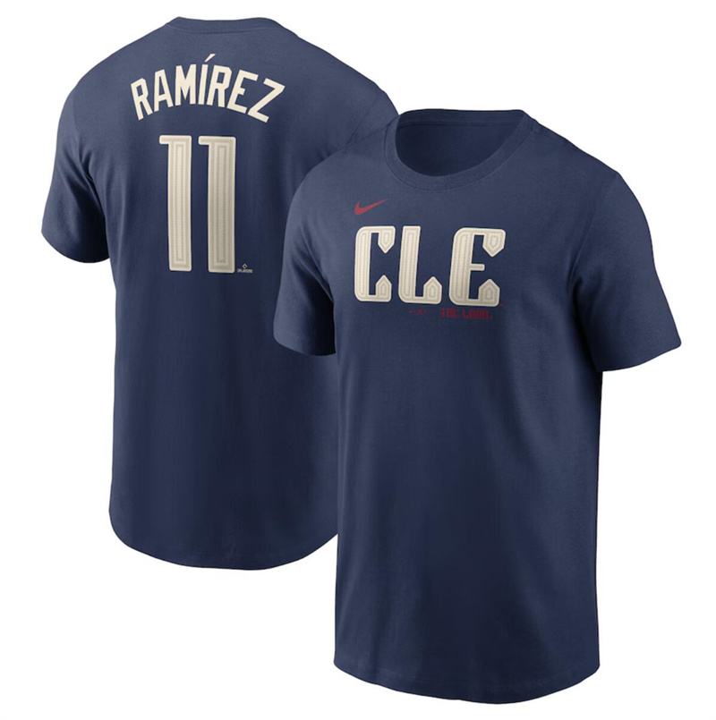 Men's Cleveland Guardians #11 José Ramírez Navy 2024 City Connect Name & Number T-Shirt