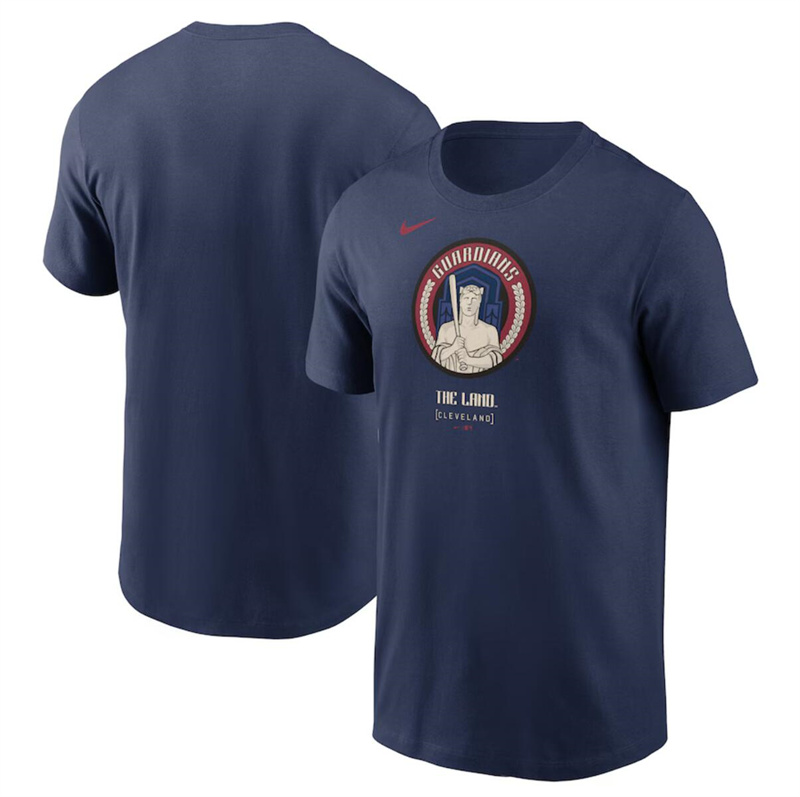 Men's Cleveland Guardians Navy 2024 City Connect Large Logo T-Shirt