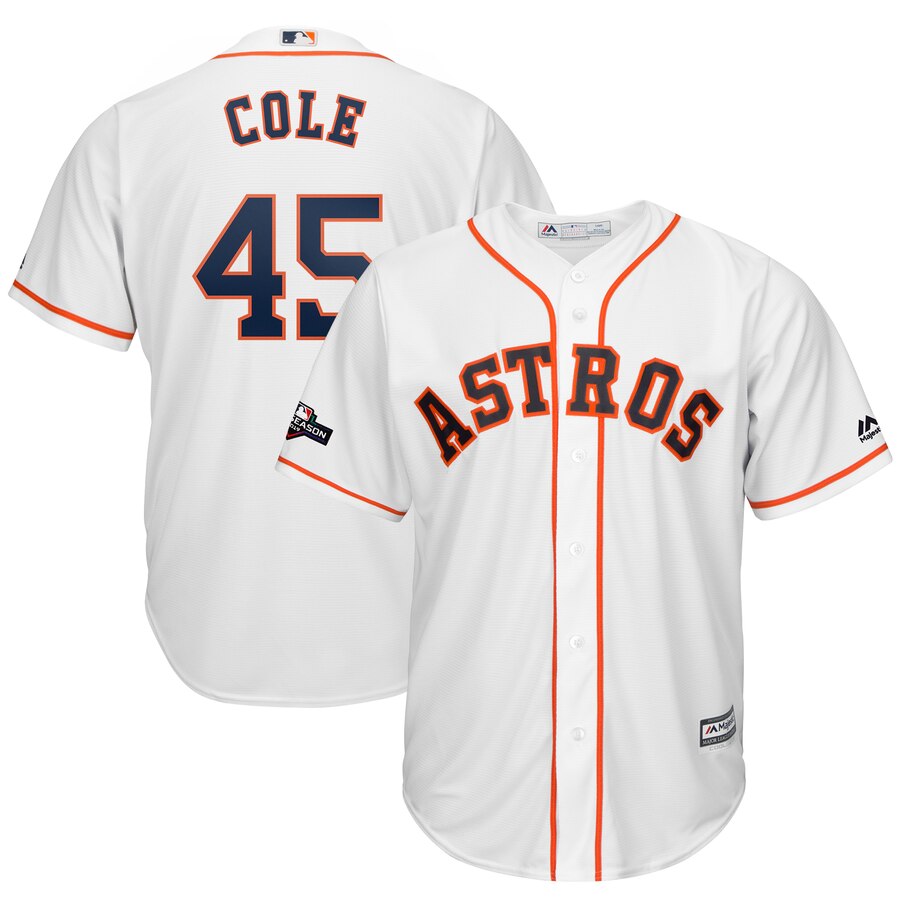 Houston Astros #45 Gerrit Cole Majestic 2019 Postseason Official Cool Base Player Jersey White