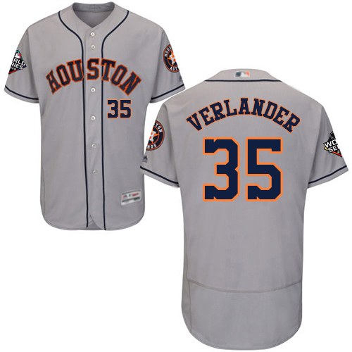 Astros #35 Justin Verlander Grey Flexbase Authentic Collection 2019 World Series Bound Stitched MLB Jersey