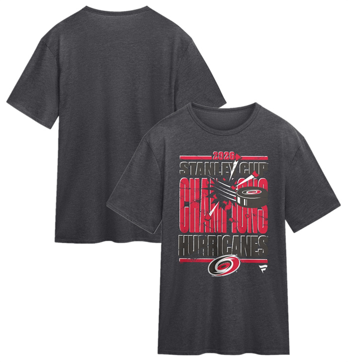 Men's Carolina Hurricanes Heather Charcoal 2026 Stanley Cup Champions Tri-Blend T-Shirt Men's Carolina Hurricanes Heather Charcoal 2026 Stanley Cup Champions Tri-Blend T-Shirt