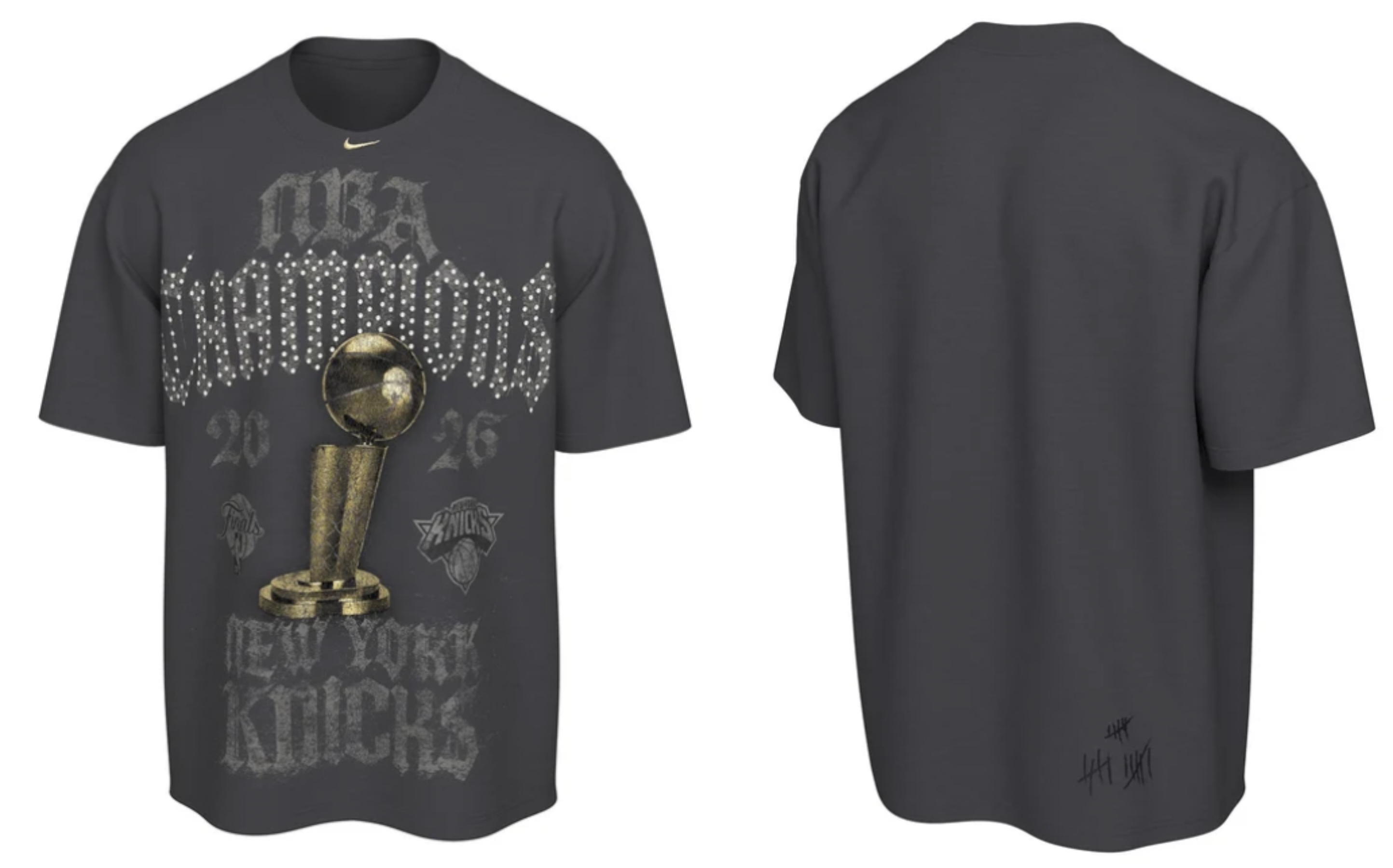 Men's New York Knicks Gray 2026 Finals Champions Authentic Locker Room Limited Edition T-Shirt