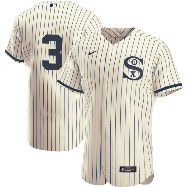 Men's Chicago White Sox #3 Harold Baines 2021 Cream/Navy Field of Dreams Flex Base