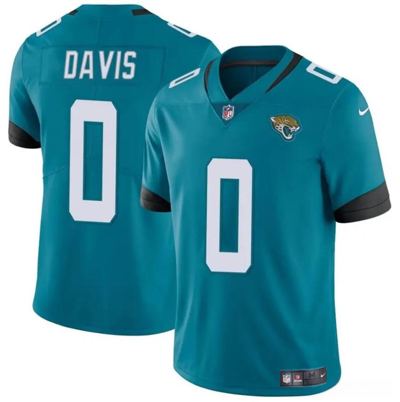 Men's Jacksonville Jaguars #0 Gabe Davis Teal Vapor Untouchable Limited Stitched Jersey