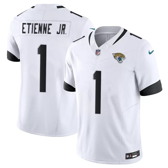 Men's Jacksonville Jaguars #1 Travis Etienne Jr. White 2023 F.U.S.E Vapor Untouchable Limited Stitched Jersey
