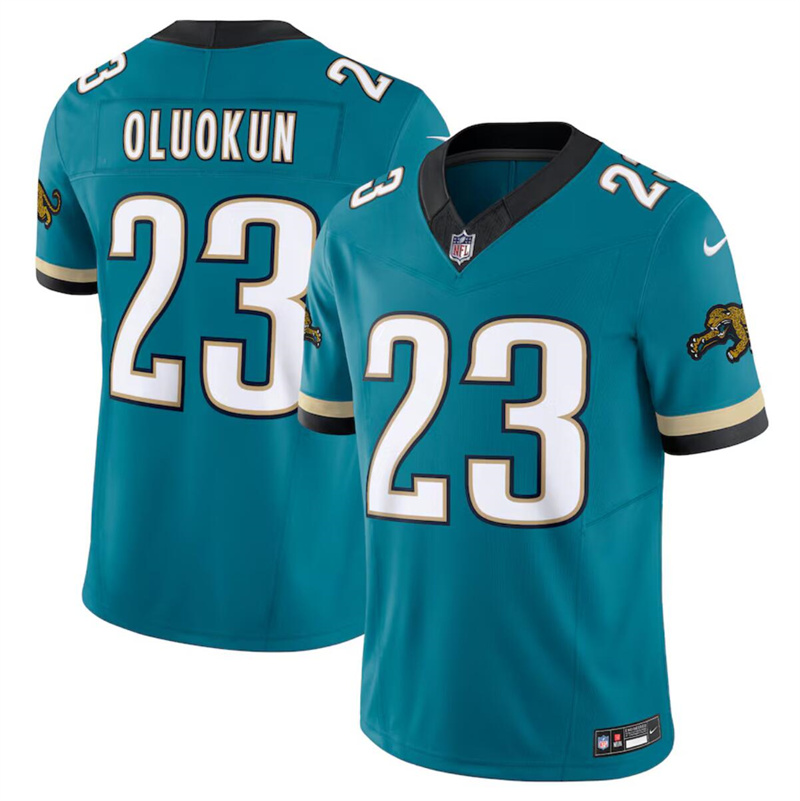 Men's Jacksonville Jaguars #23 Foye Oluokun Teal 2024 F.U.S.E. Prowler Throwback Vapor Limited Stitched Football Jersey