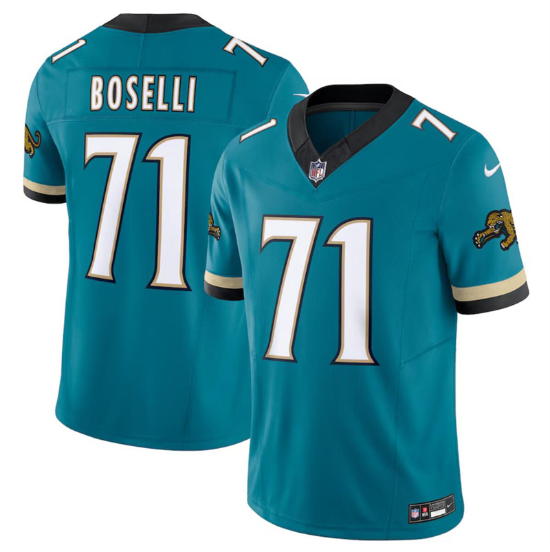 Men's Jacksonville Jaguars #71 Tony Boselli Teal 2024 F.U.S.E. Prowler Throwback Vapor Limited Stitched Football Jersey