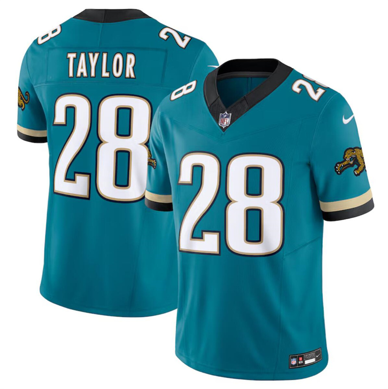 Men's Jacksonville Jaguars #28 Fred Taylor Teal 2024 F.U.S.E. Prowler Throwback Vapor Limited Stitched Football Jersey