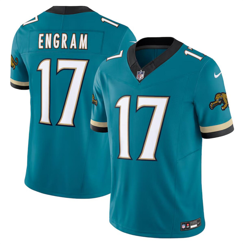 Men's Jacksonville Jaguars #17 Evan Engram Teal 2024 F.U.S.E. Prowler Throwback Vapor Limited Stitched Football Jersey