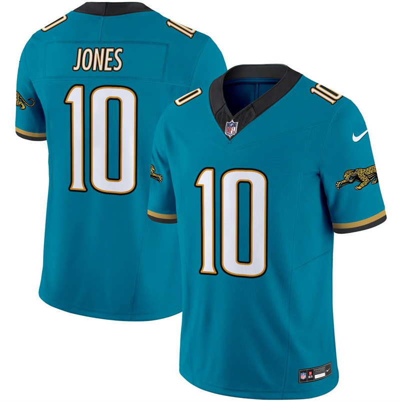 Men's Jacksonville Jaguars #10 Mac Jones Teal 2024 F.U.S.E. Prowler Throwback Vapor Limited Stitched Football Jersey