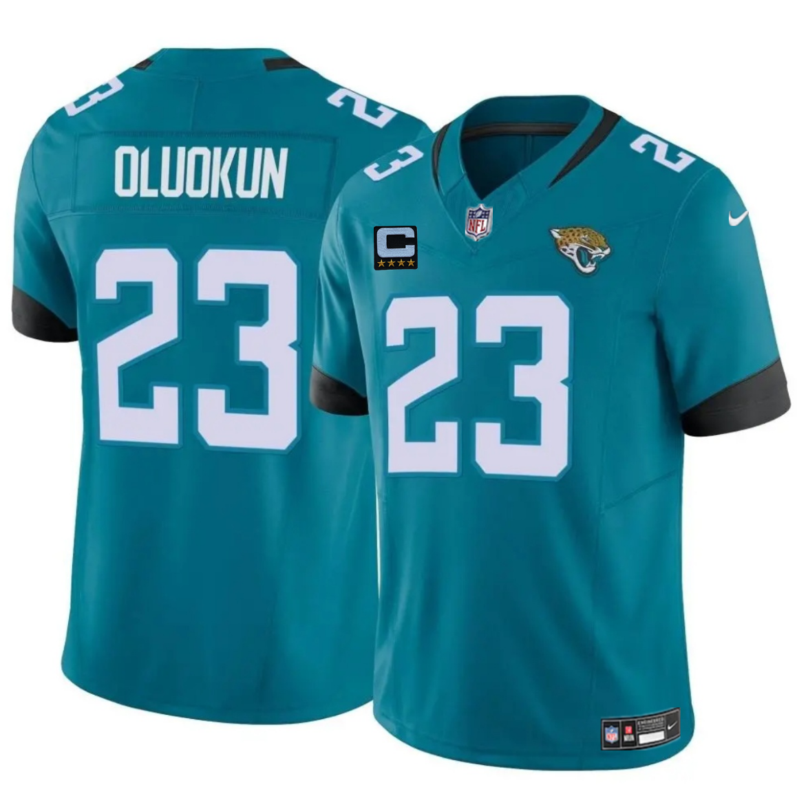 Men's Jacksonville Jaguars #23 Foye Oluokun Teal 2025 F.U.S.E. With 4-Star C Patch Vapor Untouchable Limited Stitched Jersey Men's Jacksonville Jaguars #23 Foye Oluokun Teal 2025 F.U.S.E. With 4-Star C Patch Vapor Untouchable Limited Stitched Jersey