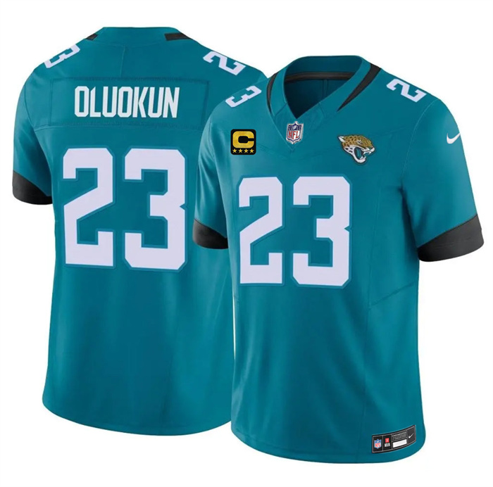 Men's Jacksonville Jaguars #23 Foyesade Oluokun Teal 2026 F.U.S.E. 4-Star C Patch Vapor Limited Stitched Football Jersey