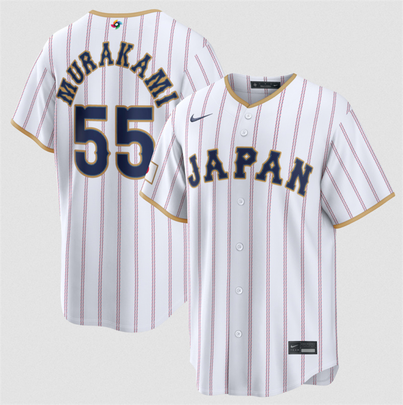 Men's Japan Baseball #55 Munetaka Murakami White 2026 World Baseball Classic Home Stadium Stitched Jersey Men's Japan Baseball #55 Munetaka Murakami White 2026 World Baseball Classic Home Stadium Stitched Jersey