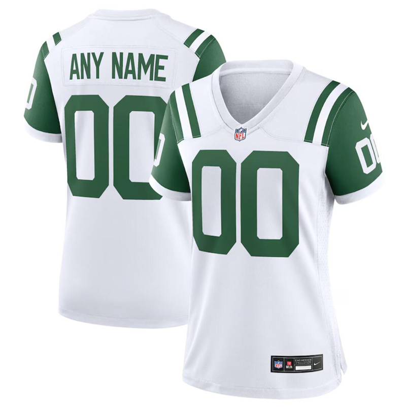 Women's New York Jets Active Player Custom White Classic Alternate Stitched Jersey(Run Small)