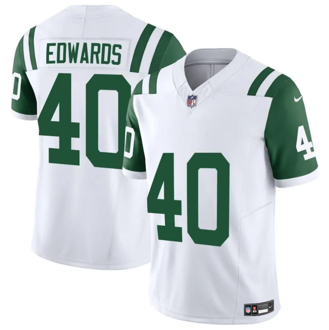 Men's New York Jets #40 Donovan Edwards White 2025 F.U.S.E. Classic Alternate Vapor Untouchable Limited Stitched Jersey