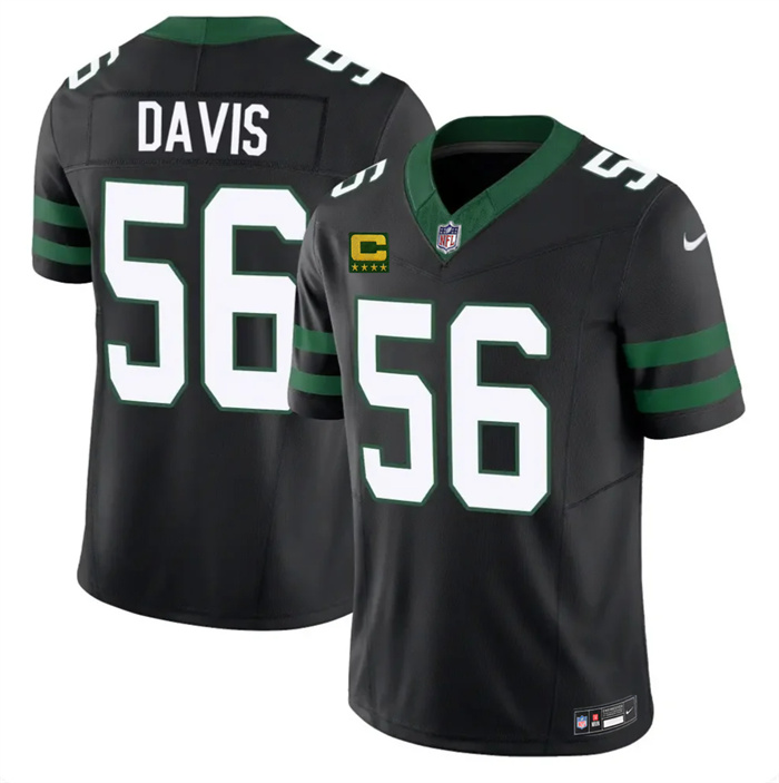 Men's New York Jets #56 Demario Davis Black 2025 F.U.S.E. 4-Star C Patch Vapor Untouchable Limited Stitched Jersey