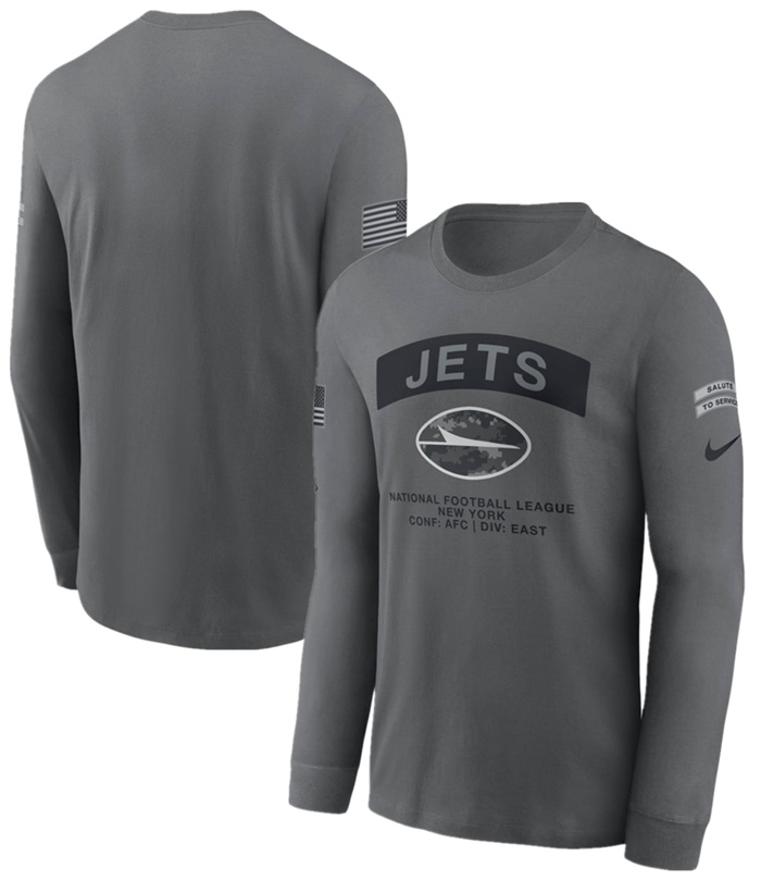 Men's New York Jets Gray 2026 Salute to Service Long Sleeve T-Shirt