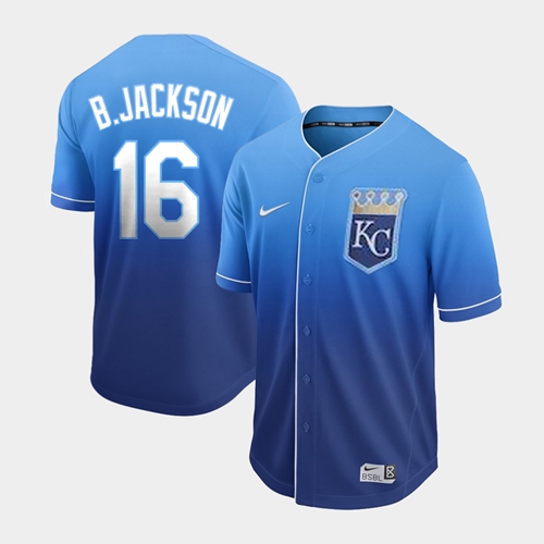 Nike Royals #16 Bo Jackson Royal Fade Authentic Stitched MLB Jersey