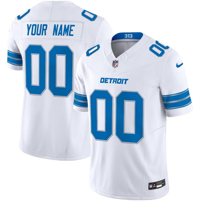 Men's Detroit Lions Active Player Custom White 2024 F.U.S.E. Vapor Limited Stitched Jersey