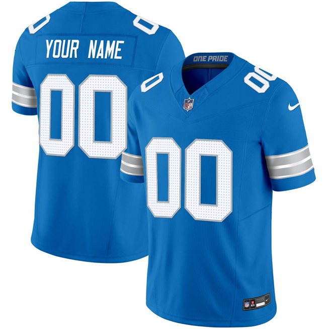Men's Detroit Lions Active Player Custom Blue 2024 F.U.S.E. Vapor Limited Stitched Jersey