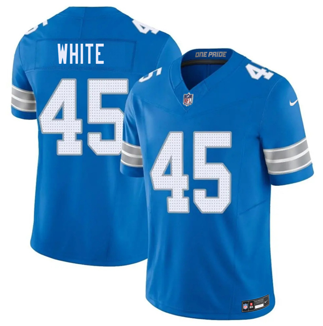 Men's Detroit Lions #45 Devin White Blue 2026 F.U.S.E. Vapor Limited Stitched Jersey