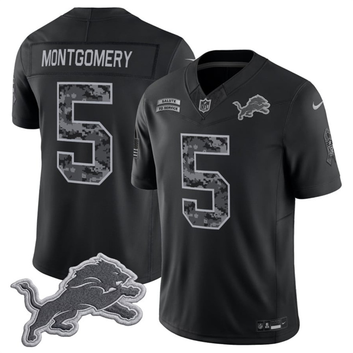 Men's Detroit Lions #5 David Montgomery Black F.U.S.E. 2026 Salute to Service Limited Stitched Football Jersey