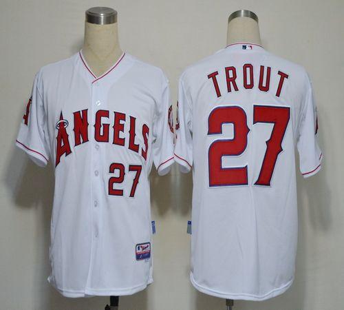 Angels of Anaheim #27 Mike Trout White Cool Base Stitched MLB Jersey Angels of Anaheim #27 Mike Trout White Cool Base Stitched MLB Jersey