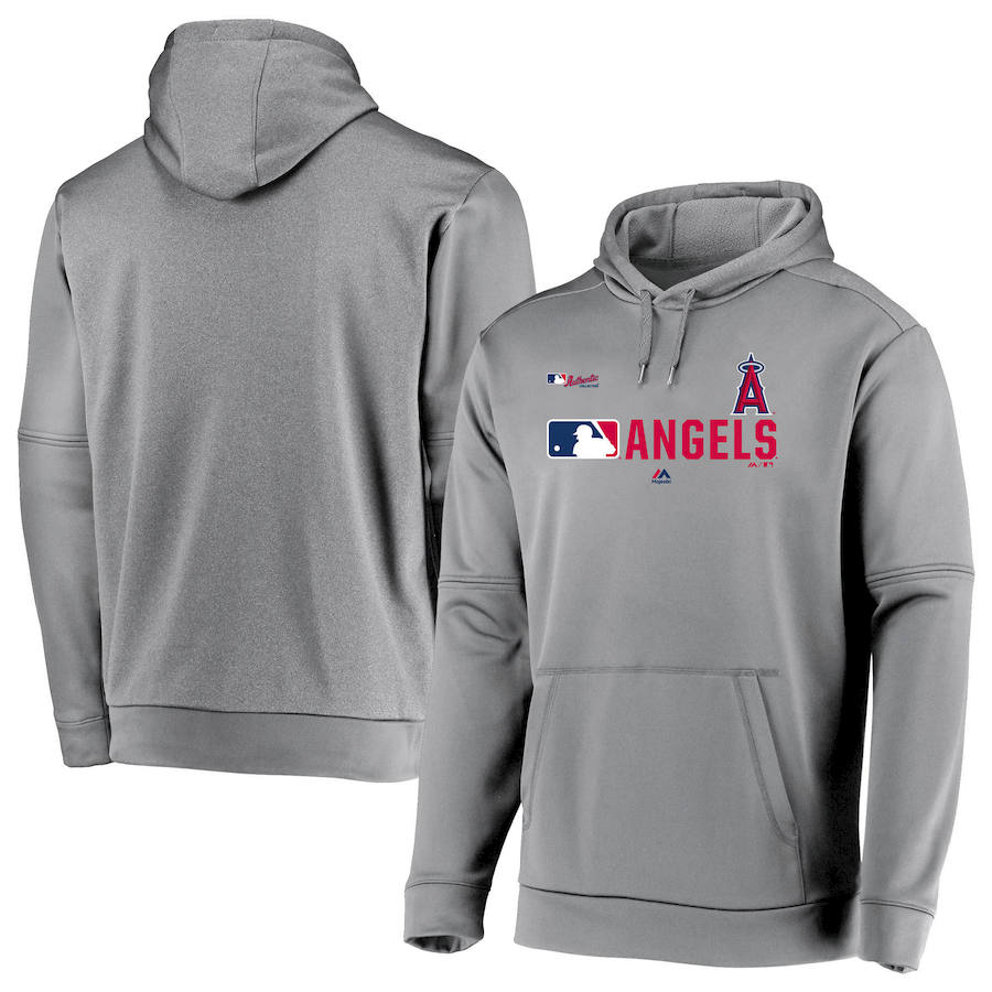 Los Angeles Angels Majestic Authentic Collection Team Distinction Pullover Hoodie Gray