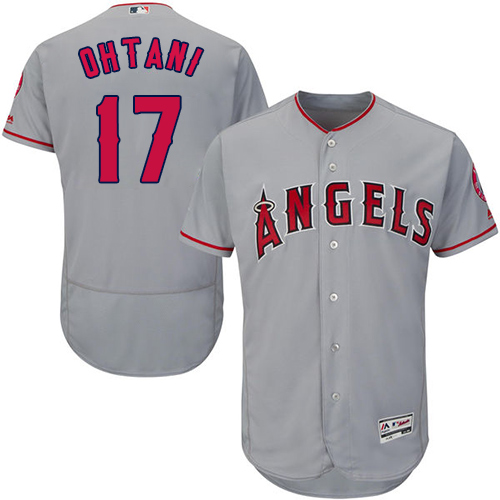 Angels of Anaheim #17 Shohei Ohtani Grey Flexbase Authentic Collection Stitched MLB Jersey