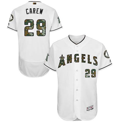 Angels of Anaheim #29 Rod Carew White Flexbase Authentic Collection Memorial Day Stitched MLB Jersey Angels of Anaheim #29 Rod Carew White Flexbase Authentic Collection Memorial Day Stitched MLB Jersey