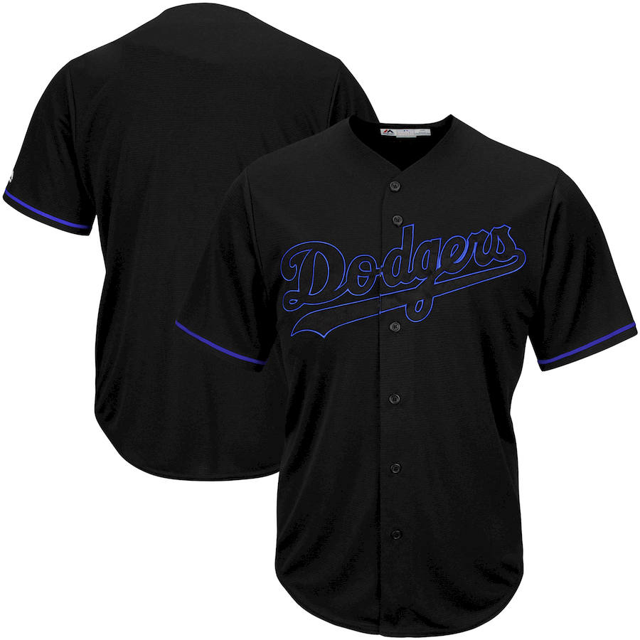 Los Angeles Dodgers Majestic Big & Tall Pop Fashion V-Neck Jersey Black
