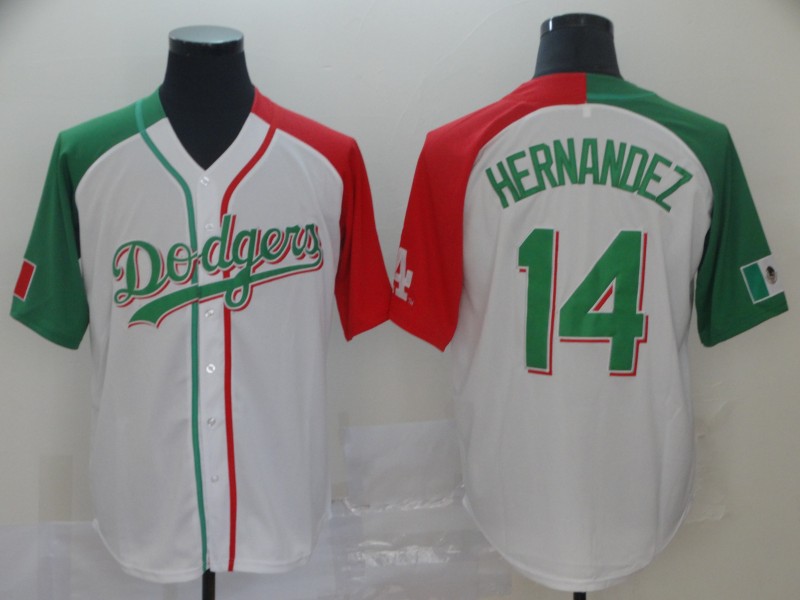 Los Angeles Dodgers Mexico #14 Enrique Hernandez Split Fashion MLB Jersey White