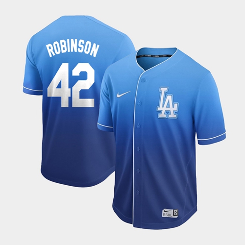 Nike Dodgers #42 Jackie Robinson Royal Fade Authentic Stitched MLB Jersey
