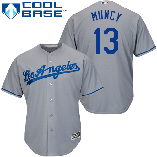 Dodgers #13 Max Muncy Grey New Cool Base Stitched MLB Jersey