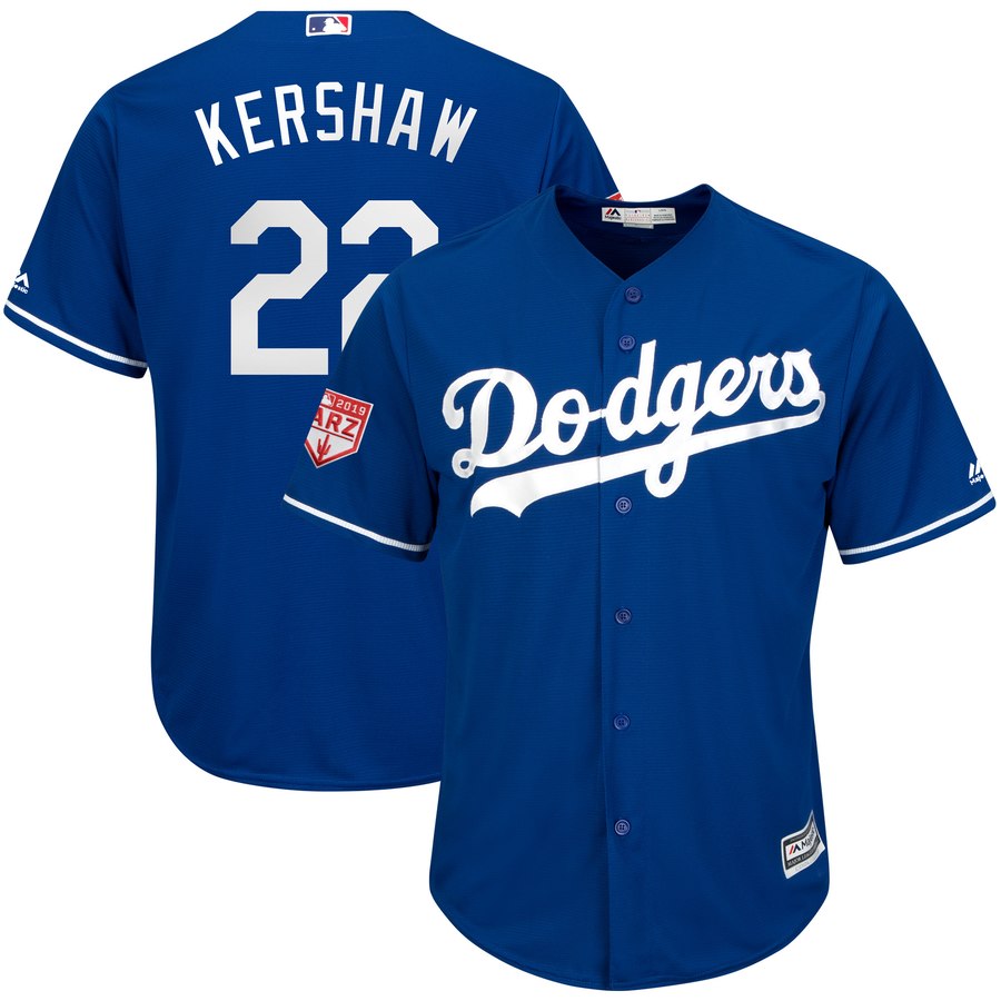 Dodgers #22 Clayton Kershaw Royal 2019 Spring Training Cool Base Stitched MLB Jersey