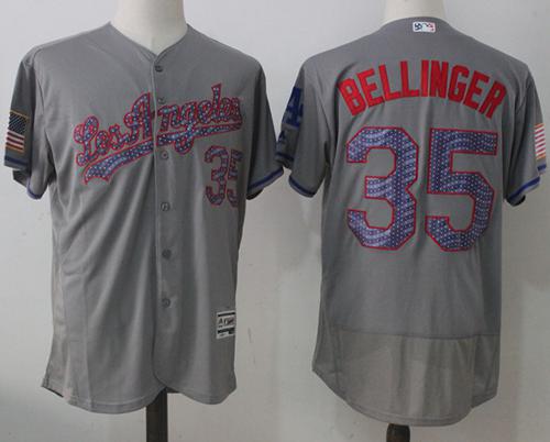 Dodgers #35 Cody Bellinger Grey Fashion Stars & Stripes Flexbase Authentic Stitched MLB Jersey
